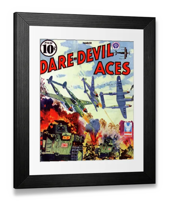 Framed Print : American Planes attack Japanese Tanks Framed Print : American Planes attack Japanese Tanks