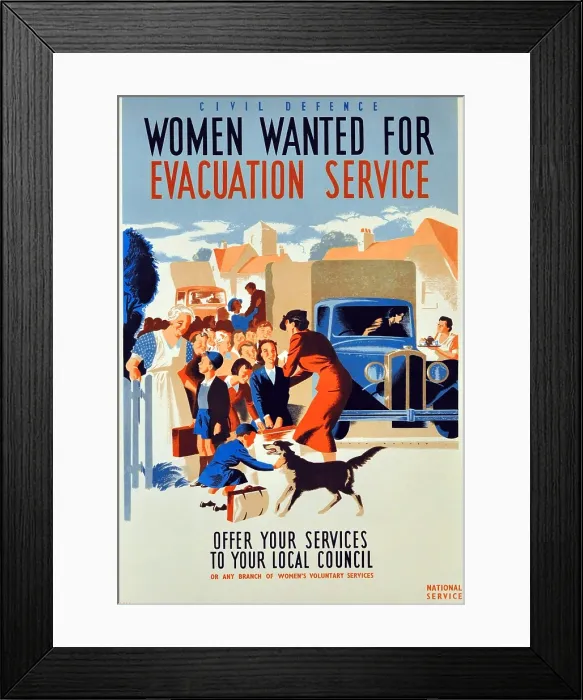 Framed Print : Women wanted for Evacuation Service
