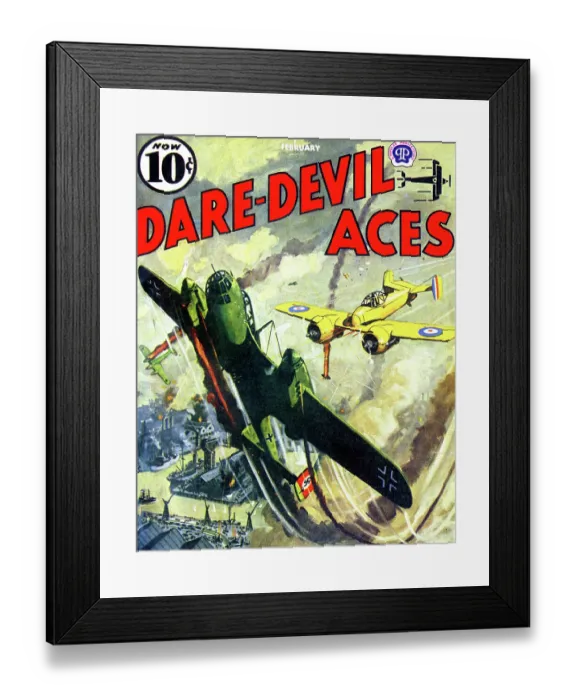 Framed Print : British Fighter Bombers attack Nazi Bombers above the London Dockyards