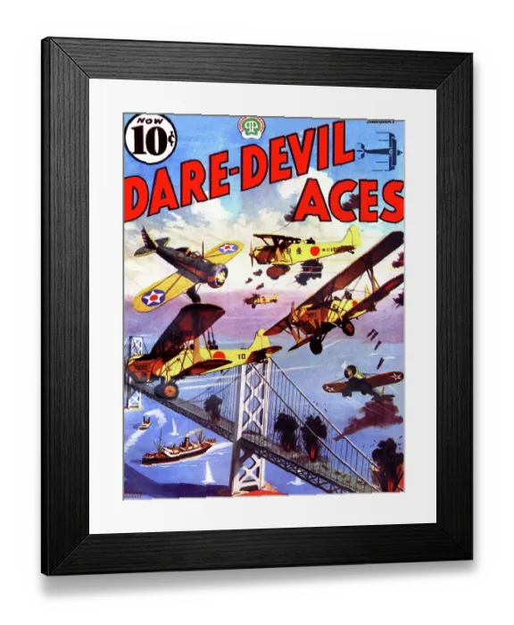Framed Print : Japanese Planes attack the American Coast & Seek to destroy bridge Framed Print : Japanese Planes attack the American Coast & Seek to destroy bridge