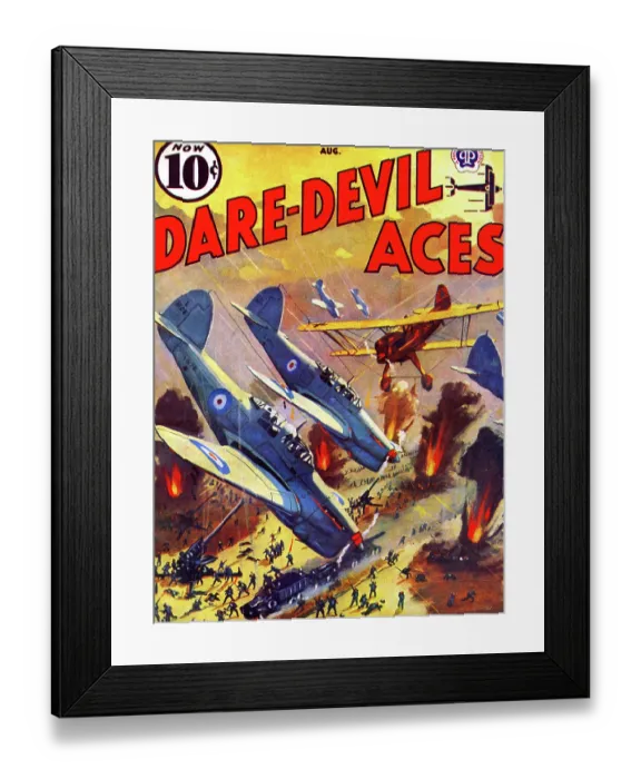Framed Print : British vs. Nazis in air fight over a battlefield