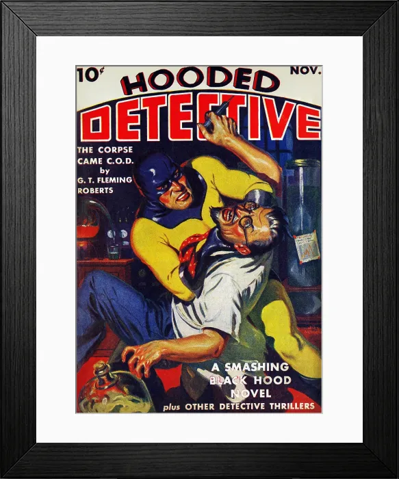 Framed Print : A Smashing Black Hood Novel Framed Print : A Smashing Black Hood Novel