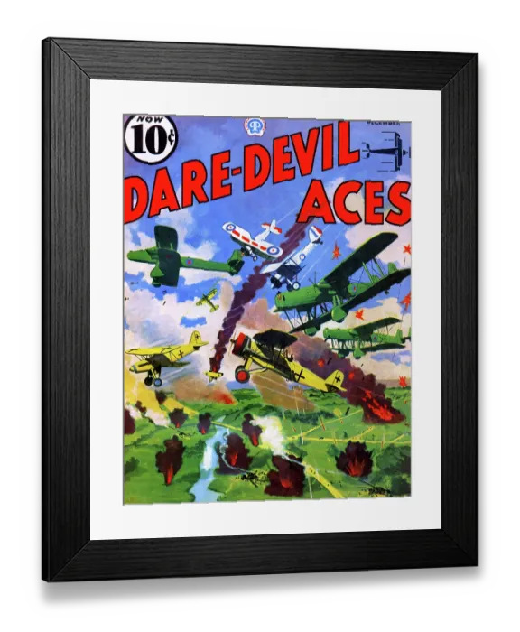 Framed Print : British Vs. German Dogfight with Biplanes Framed Print : British Vs. German Dogfight with Biplanes
