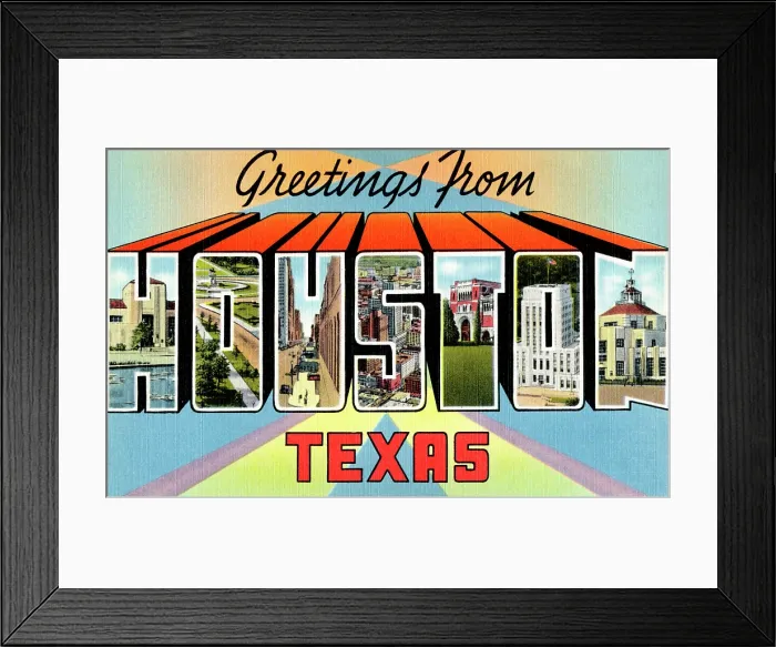 Framed Print : Greetings from Houston, Texas Framed Print : Greetings from Houston, Texas