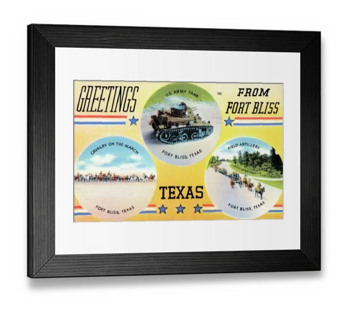 Framed Print : Greetings from Fort Bliss, Texas Framed Print : Greetings from Fort Bliss, Texas