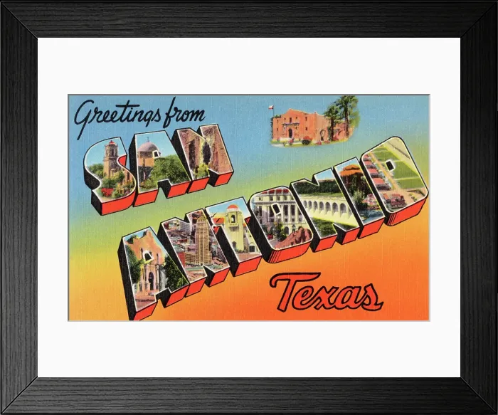 Framed Print : Greetings from San Antonio, Texas
