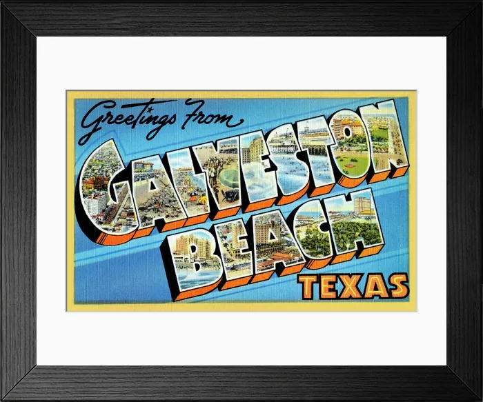 Framed Print : Greetings from Galveston Beach, Texas Framed Print : Greetings from Galveston Beach, Texas