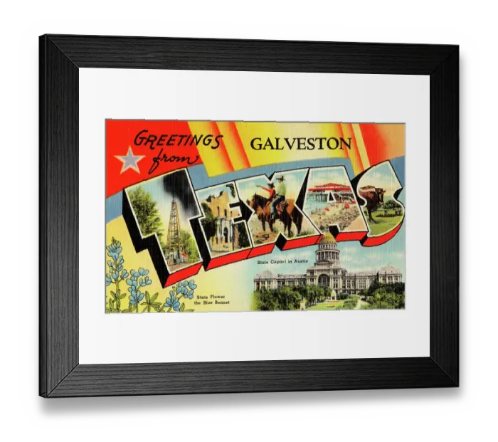Framed Print : Greetings from Galveston, Texas Framed Print : Greetings from Galveston, Texas