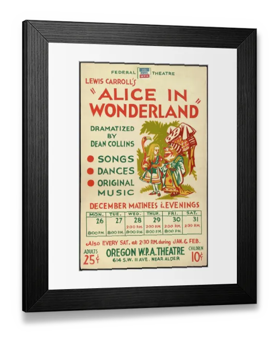 Framed Print : Federal Theatre Alice in Wonderland Framed Print : Federal Theatre Alice in Wonderland