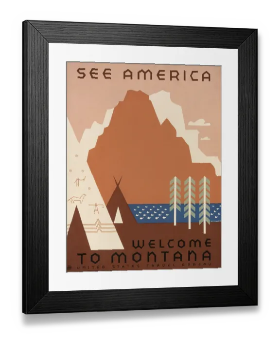 Framed Print : See America. Welcome to Montana Framed Print : See America. Welcome to Montana