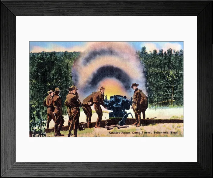 Framed Print : Artillery firing, Camp Forest Framed Print : Artillery firing, Camp Forest