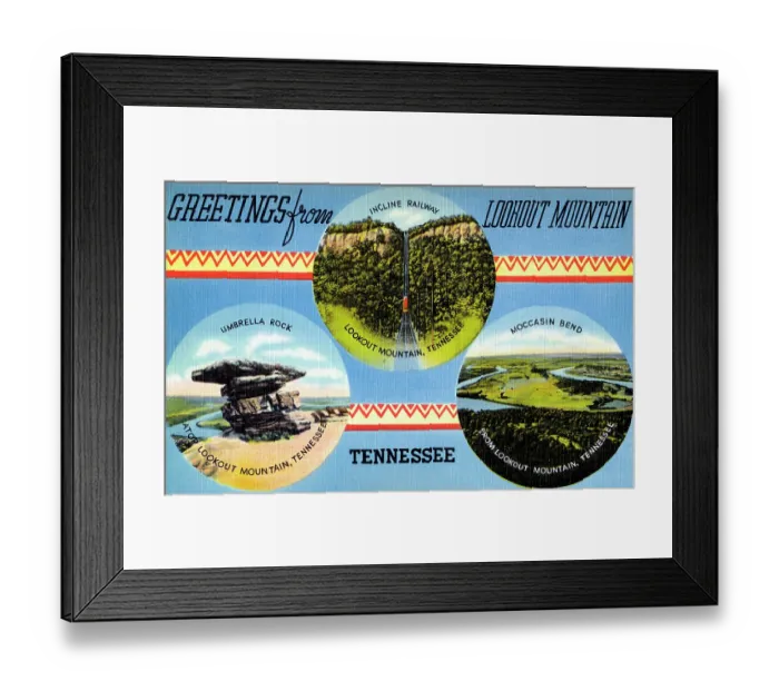 Framed Print : Greetings from Lookout Mountain, Tennessee Framed Print : Greetings from Lookout Mountain, Tennessee