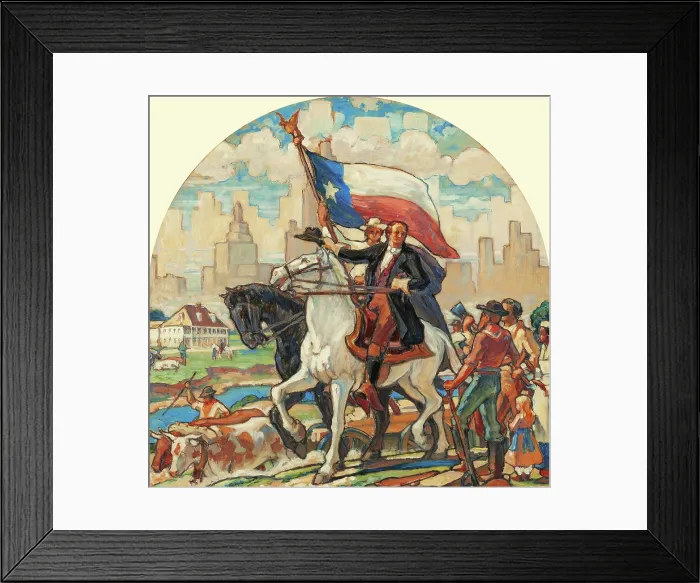 Framed Print : Sam Houston under the Texan Flag