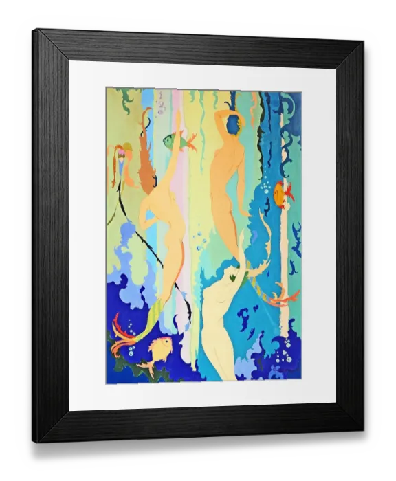 Framed Print : Three Mermaids Swimming Up Framed Print : Three Mermaids Swimming Up