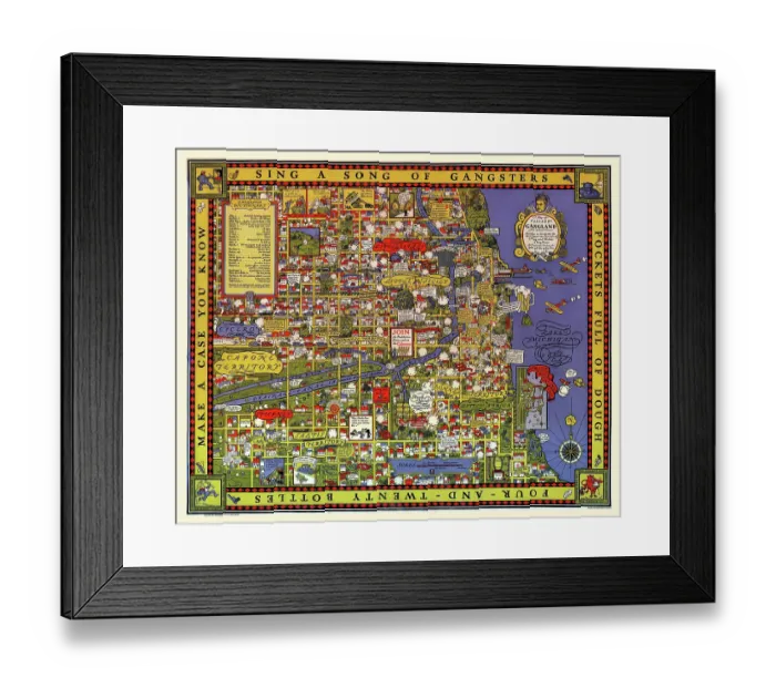 Framed Print : Map of Chicago's Gangland Framed Print : Map of Chicago's Gangland