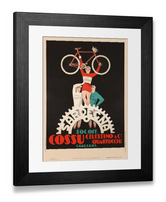 Framed Print : Sardegna. Poster for Sardegna Cycles. Designed by the Maga agency Framed Print : Sardegna. Poster for Sardegna Cycles. Designed by the Maga agency