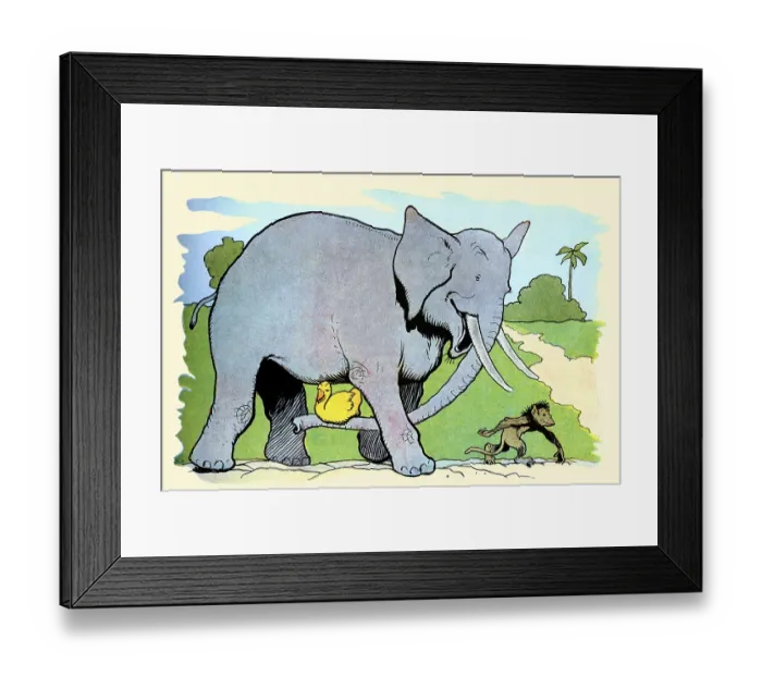 Framed Print : Gedeon Catches a Ride on Gaston, the Elephant Framed Print : Gedeon Catches a Ride on Gaston, the Elephant