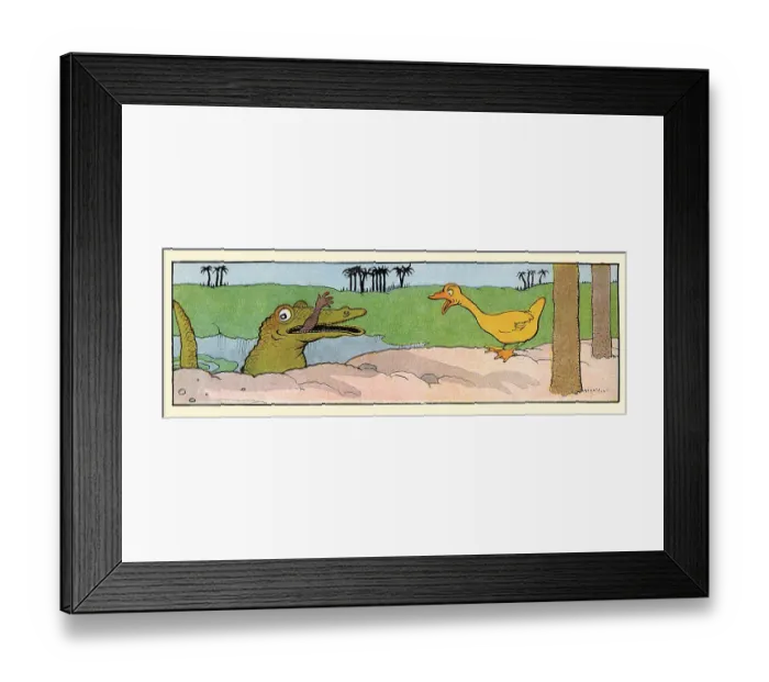Framed Print : A Crocodile Eats a Native Framed Print : A Crocodile Eats a Native