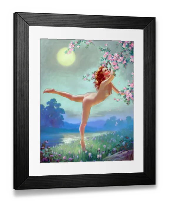 Framed Print : Nude Woman Picking Flowers Framed Print : Nude Woman Picking Flowers
