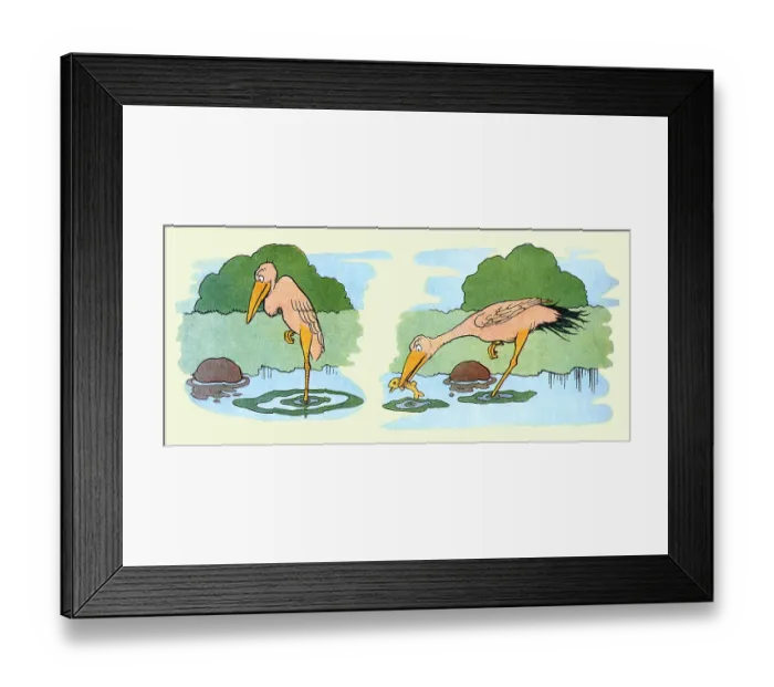 Framed Print : Marabou Catching a Meal