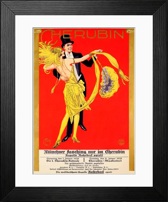 Framed Print : Cherubin. German advertising poster for the Munich Fasching Lent Carnival Framed Print : Cherubin. German advertising poster for the Munich Fasching Lent Carnival