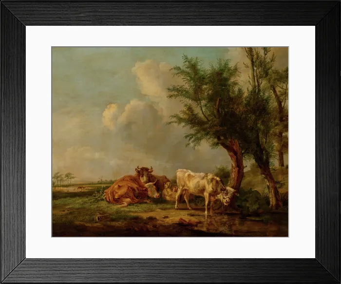 Framed Print : Cattle in a Polder Landscape Framed Print : Cattle in a Polder Landscape