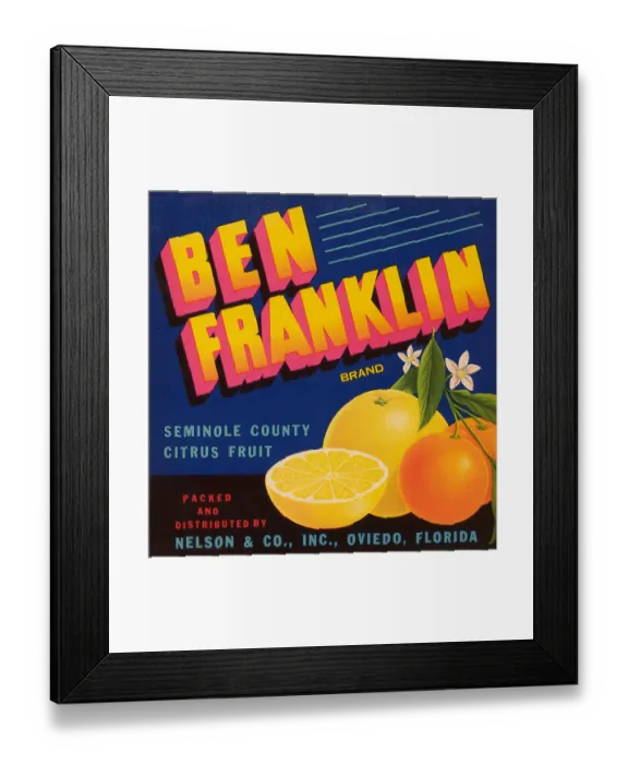 Framed Print : Ben Franklin Brand Framed Print : Ben Franklin Brand