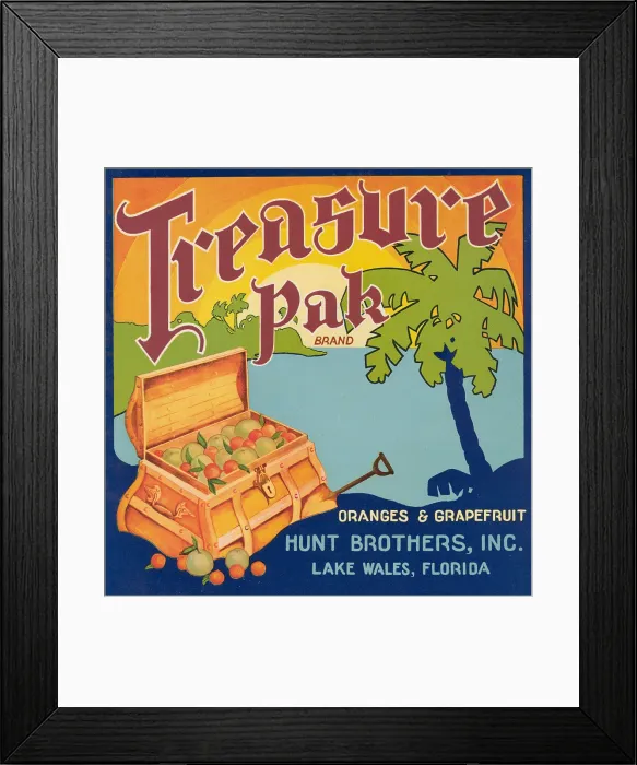 Framed Print : Treasure Pak Brand Framed Print : Treasure Pak Brand