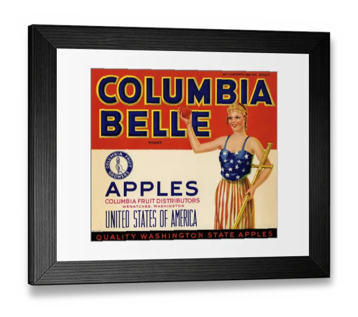 Framed Print : Columbia Belle Brand Apples