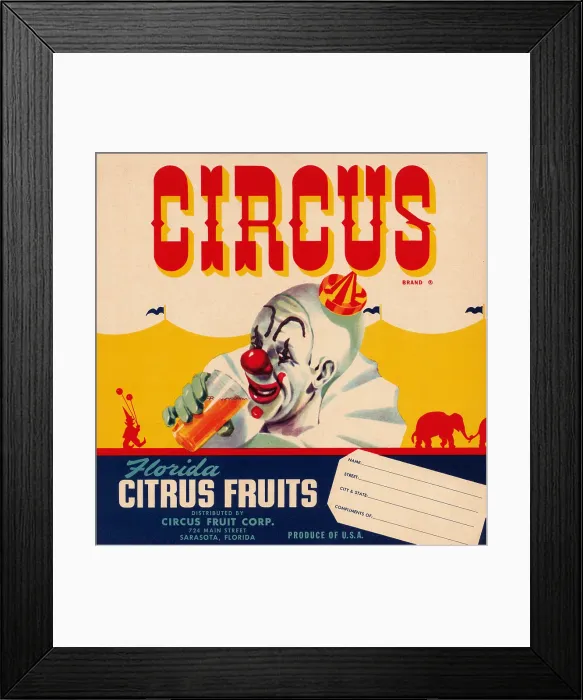Framed Print : Circus Brand Florida Citrus Framed Print : Circus Brand Florida Citrus