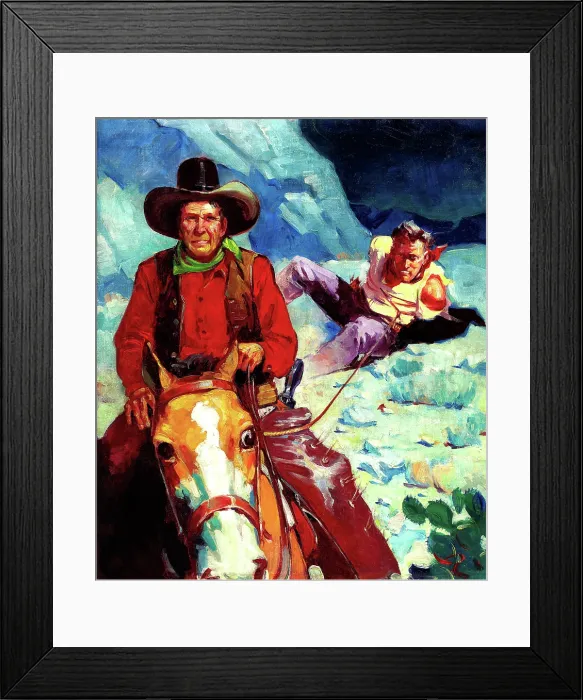 Framed Print : Caught, Western pulp cover. Art by Leslie Ross (1910-1989) Framed Print : Caught, Western pulp cover. Art by Leslie Ross (1910-1989)