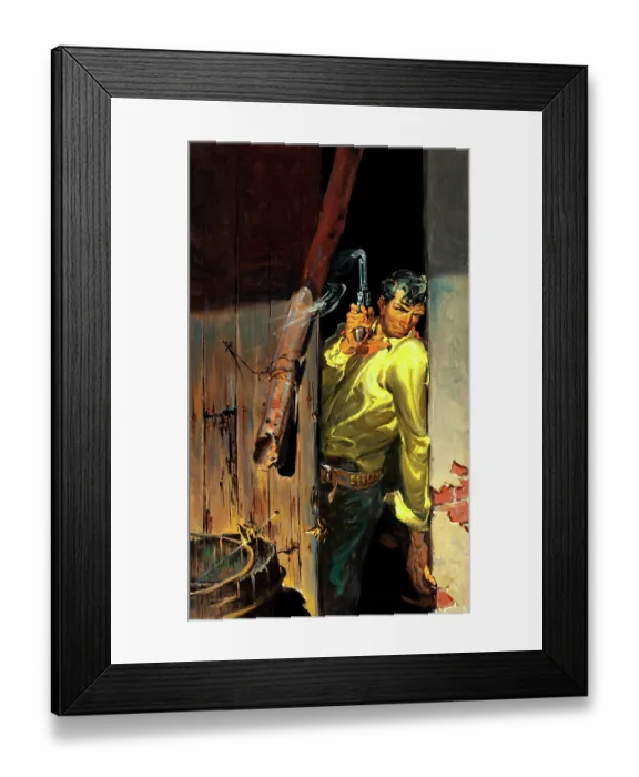 Framed Print : Ambushed!. Western pulp cover. Art by Leslie Ross (1910-1989) Framed Print : Ambushed!. Western pulp cover. Art by Leslie Ross (1910-1989)