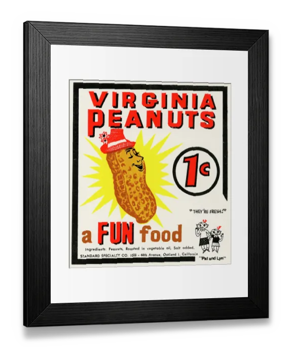 Framed Print : Virginia Peanuts 1 Cent Framed Print : Virginia Peanuts 1 Cent