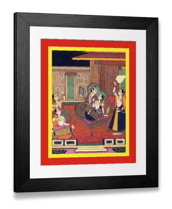 Framed Print : Two lovers are seated on a sofa