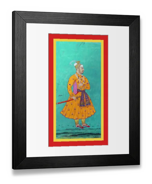 Framed Print : Sultan Muḥammad in a flower-patterned yellow tunic Framed Print : Sultan Muḥammad in a flower-patterned yellow tunic