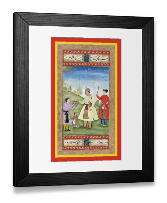 Framed Print : The Mughal emperor Akbar with son Framed Print : The Mughal emperor Akbar with son
