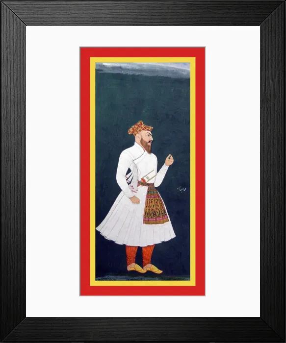 Framed Print : with dagger Muhammad Amín Khan in embroidered sash Framed Print : with dagger Muhammad Amín Khan in embroidered sash