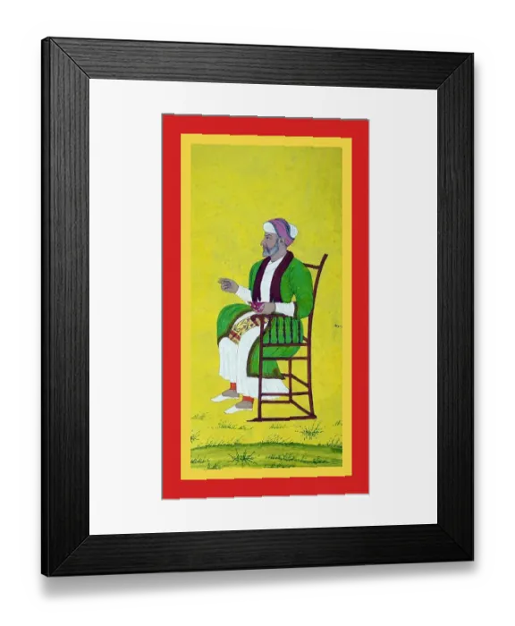 Framed Print : Mullá Ruhasits in wooden chair Framed Print : Mullá Ruhasits in wooden chair