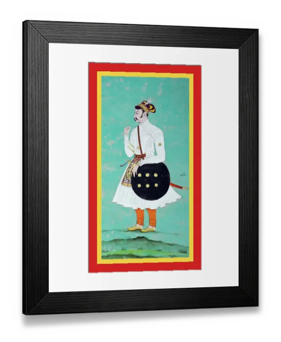 Framed Print : Raja Karan wearing a white tunic Framed Print : Raja Karan wearing a white tunic
