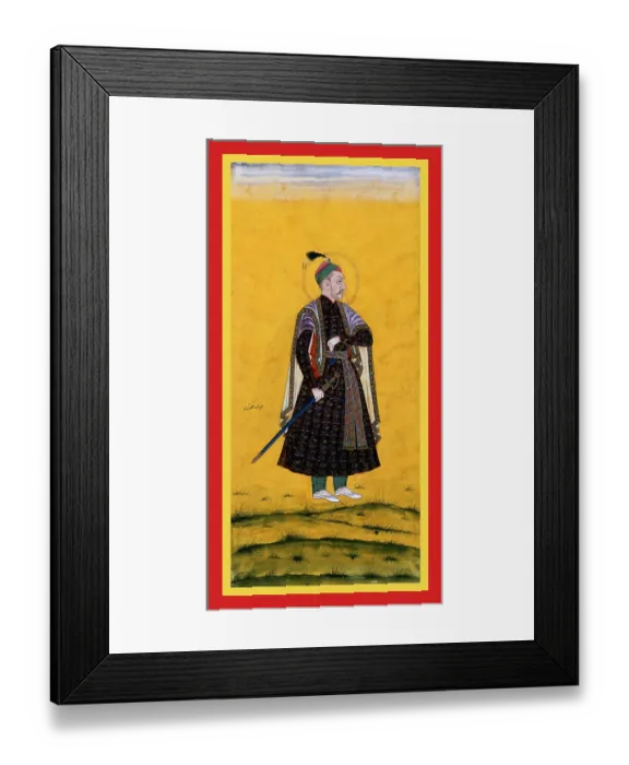 Framed Print : Abdullah Quṭb Shah in a dark patterned tunic Framed Print : Abdullah Quṭb Shah in a dark patterned tunic