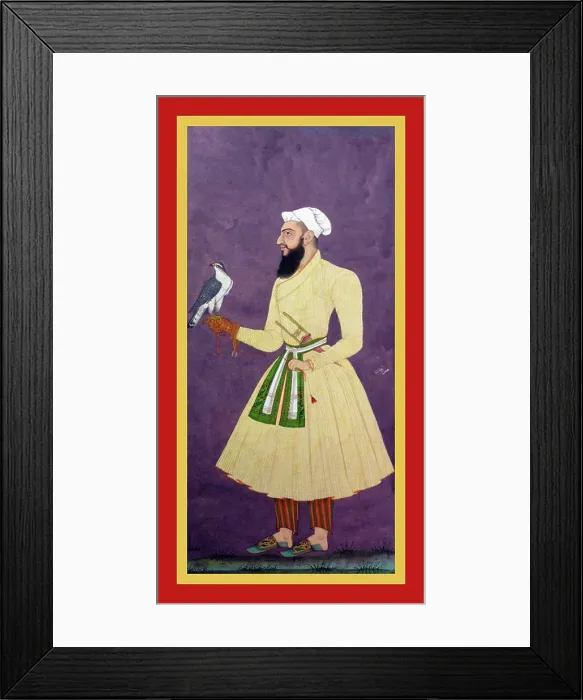 Framed Print : Ḥasan Khan stands against purple background Framed Print : Ḥasan Khan stands against purple background
