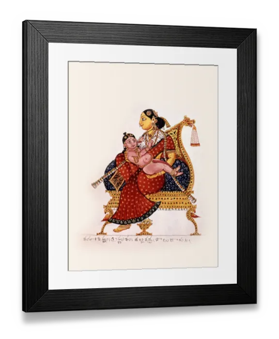 Framed Print : Gold-complexioned Yashoda nursing Krishna Framed Print : Gold-complexioned Yashoda nursing Krishna