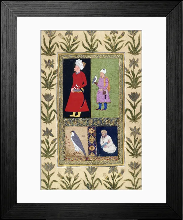 Framed Print : Riza Khudabanda Mirza with three other figures; Framed Print : Riza Khudabanda Mirza with three other figures;