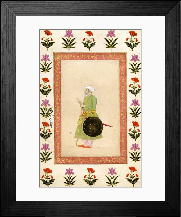 Framed Print : Islam Xán in profile wearing a green tunic, white turban Framed Print : Islam Xán in profile wearing a green tunic, white turban