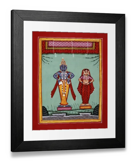 Framed Print : Deity Vishna and Laksmi as Vithoba and his consort