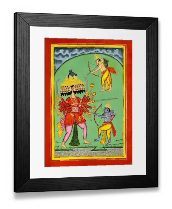Framed Print : Rama and Lak£maṇa fighting Ravaṇa Framed Print : Rama and Lak£maṇa fighting Ravaṇa
