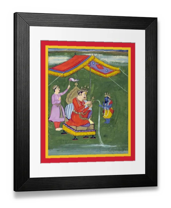 Framed Print : Vishnu as Vamana accepting water from Bali as token of a gift