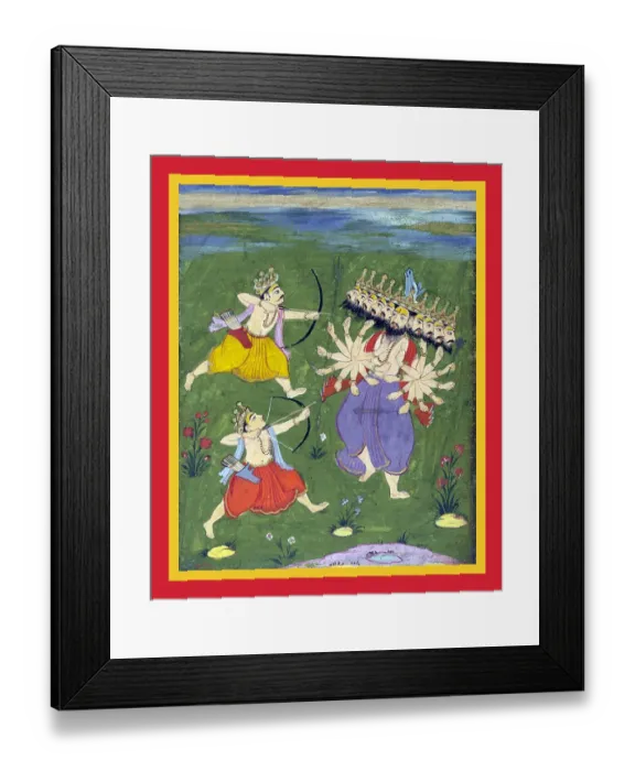Framed Print : Vishnu as Rama killing Ravaṇa with Lak£maṇa Framed Print : Vishnu as Rama killing Ravaṇa with Lak£maṇa
