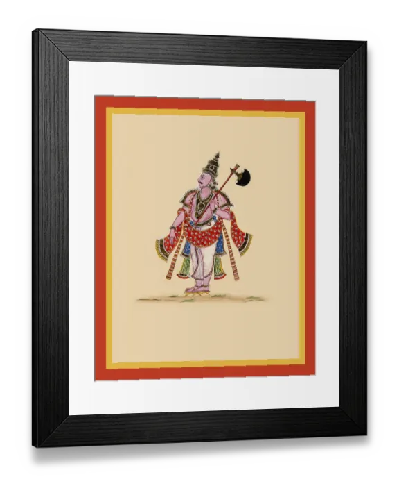 Framed Print : Paraśu Rama with a large parashu (axe)