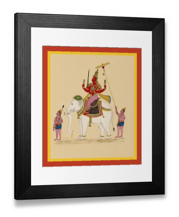 Framed Print : Indra, guardian of the east, rides on his elephant Framed Print : Indra, guardian of the east, rides on his elephant